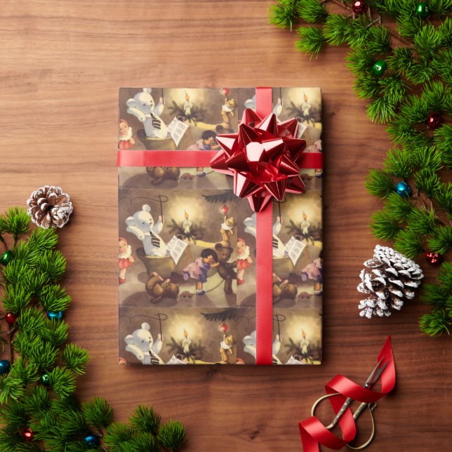 Papel De Presente Brinquedos de Natal Antigos, Bonecas Dançantes, Ur (Presente de Natal)