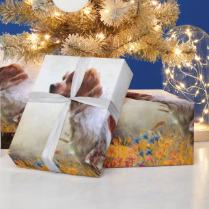 Papel De Presente Brittany Spaniels , Estação de Caça de Pássaros