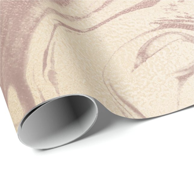 Papel De Presente Bronze Ivory Skinny Abstrato Molten Marble Glass (Ponta do rolo)