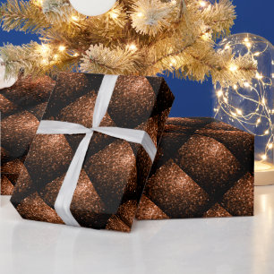 Papel De Presente Bronze Laranja Castanho Brilhante brilha padrão em