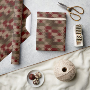 Papel De Presente Bronze vermelho e geométrico oliva
