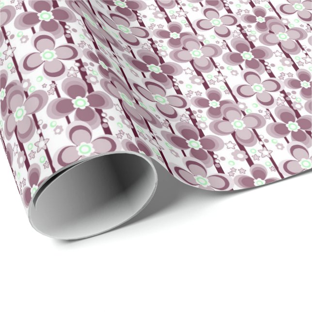 Papel De Presente brown and white floral pattern (Ponta do rolo)