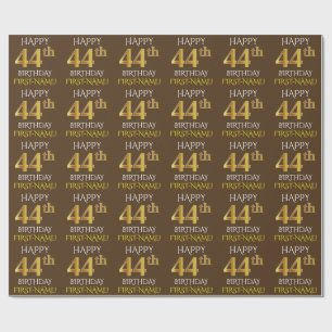 Papel De Presente Brown, ANIVERSÁRIO FELIZ Dourado do falso "44o "