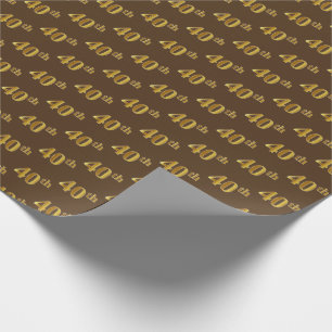 Papel De Presente Brown, evento do ouro 40th do falso (quadragésimo