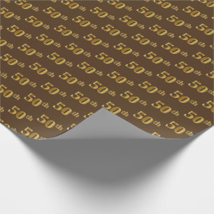 Papel De Presente Brown, evento do ouro 50th do falso (Fiftieth)