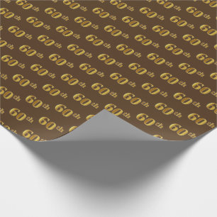 Papel De Presente Brown, evento do ouro 60th do falso (Sixtieth)