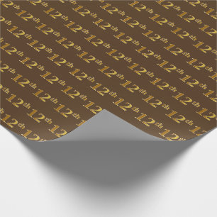 Papel De Presente Brown, evento do ouro do falso 12o (duodécimo)