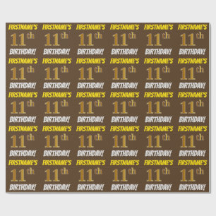 Papel De Presente Brown, falso/ouro de imitação, "11o ANIVERSÁRIO