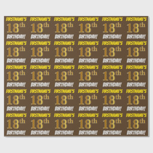 Papel De Presente Brown, falso/ouro de imitação, "18o ANIVERSÁRIO