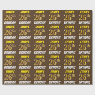 Papel De Presente Brown, falso/ouro de imitação, "26o ANIVERSÁRIO