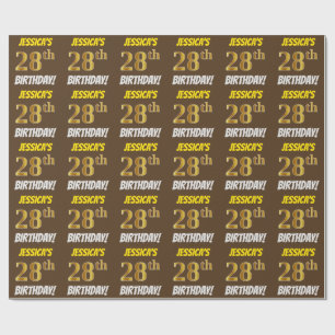 Papel De Presente Brown, falso/ouro de imitação, "28o ANIVERSÁRIO