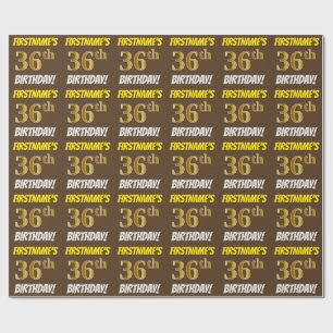 Papel De Presente Brown, falso/ouro de imitação, "36th ANIVERSÁRI