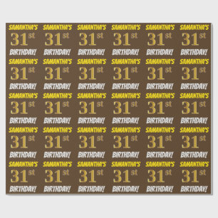 Papel De Presente Brown, falso/ouro de imitação, "3ø ANIVERSÁRIO