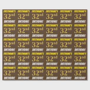Papel De Presente Brown, falso/ouro de imitação, "3ò ANIVERSÁRIO