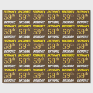Papel De Presente Brown, falso/ouro de imitação, "59th ANIVERSÁRI