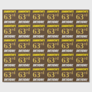 Papel De Presente Brown, falso/ouro de imitação, "63rd ANIVERSÁRI