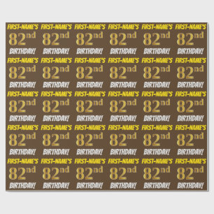 Papel De Presente Brown, falso/ouro de imitação, "82nd ANIVERSÁRI