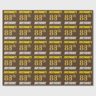 Papel De Presente Brown, falso/ouro de imitação, "88th ANIVERSÁRI