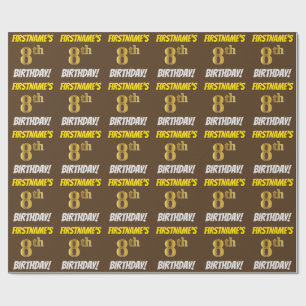 Papel De Presente Brown, falso/ouro de imitação, "8o ANIVERSÁRIO 