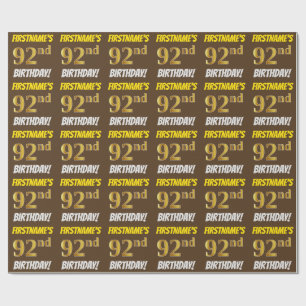Papel De Presente Brown, falso/ouro de imitação, "92nd ANIVERSÁRI