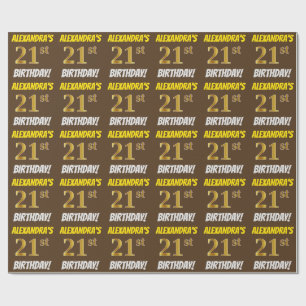 Papel De Presente Brown, falso/ouro de imitação, "aniversário de 