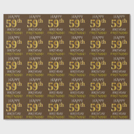 Papel De Presente Brown, Faux Dourado "FELIZ 59º ANIVERSÁRIO"