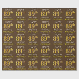 Papel De Presente Brown, Faux Dourado "FELIZ 89º ANIVERSÁRIO"