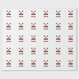 Papel De Presente Brown Halloween assustador queda rosto acrescentar