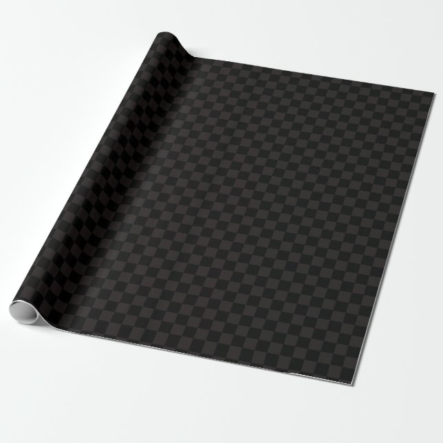 Papel De Presente Brown luxuoso/preto Checkered (Desenrolado)