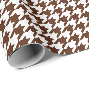 Papel De Presente Brown médio e Houndstooth branco