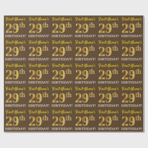 Papel De Presente Brown, olhar Dourado de imitação "29o ANIVERSÁR