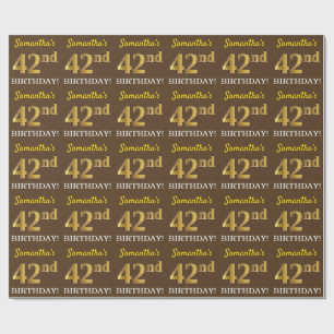 Papel De Presente Brown, olhar Dourado de imitação "42nd ANIVERSÁ