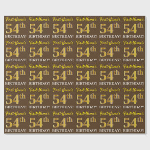 Papel De Presente Brown, olhar Dourado de imitação "54th ANIVERSÁ
