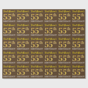 Papel De Presente Brown, olhar Dourado de imitação "55th ANIVERSÁ