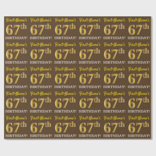 Papel De Presente Brown, olhar Dourado de imitação "67th ANIVERSÁ