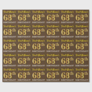 Papel De Presente Brown, olhar Dourado de imitação "68th ANIVERSÁ