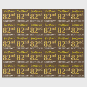 Papel De Presente Brown, olhar Dourado de imitação "82nd ANIVERSÁ