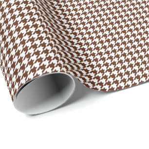 Papel De Presente Brown pequeno e Houndstooth branco