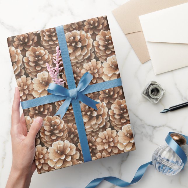 Papel De Presente Brown Pine Cones Birthday (Presentear)
