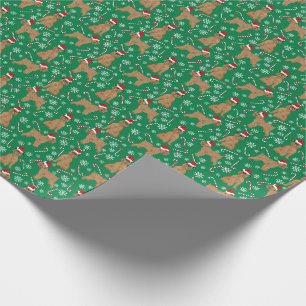 Papel De Presente Brussels Griffon Chapéus de Papai Noel Canas de Na