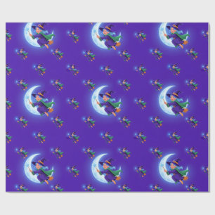 Papel De Presente Bruxa Adorável de Halloween, bruxa Whimsical,