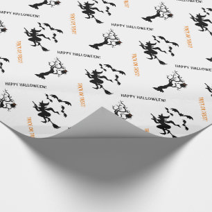 Papel De Presente Bruxa, bastões e árvore do Dia das Bruxas com a