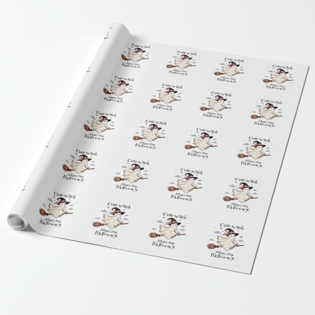 Papel De Presente bruxa-branca simples e elegante no primeiro dia da (Desenrolado)