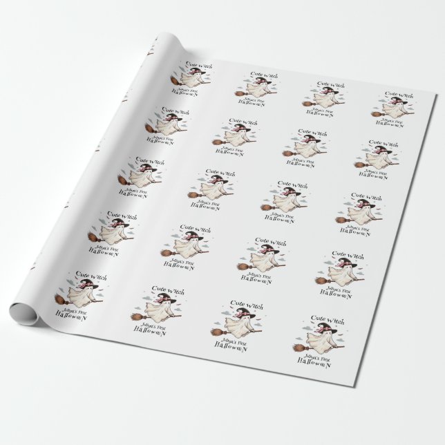 Papel De Presente bruxa-branca simples e elegante no primeiro dia da (Desenrolado)