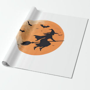 Papel De Presente Bruxa da Meia-Noite no Céu