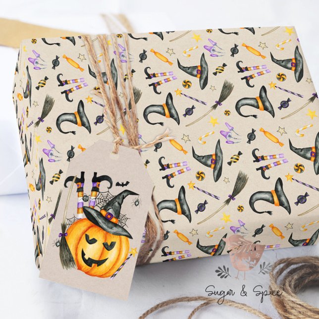 Papel De Presente Bruxa de Halloween e Papel de Molho de Doces (Criador carregado)