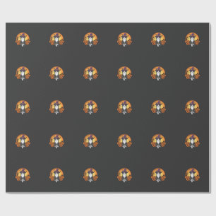 Papel De Presente Bruxa de Halloween Gato Abóbora Lua Desenho_1