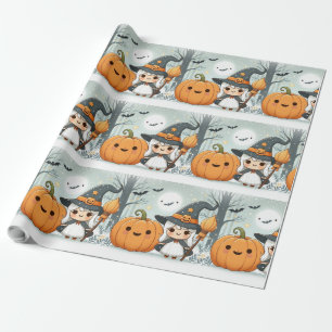 Papel De Presente Bruxa de Halloween linda