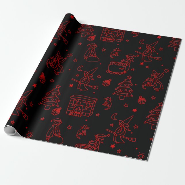 Papel De Presente bruxa de natal de epifhany befana negra (Desenrolado)