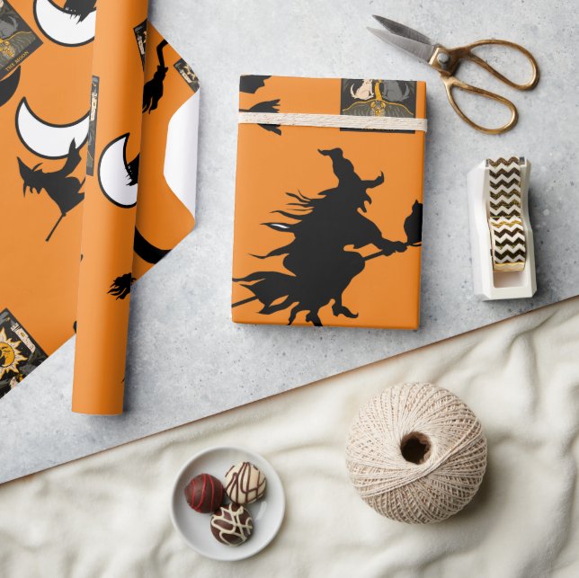 Papel De Presente Bruxa feiticeira gato preto lua bloomstick (Artesanato)